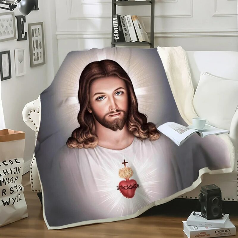 Cloocl moda cobertor páscoa cristão católico jesus imprimir sofá viagem lance cobertores adolescentes cama colcha de pelúcia transporte da gota