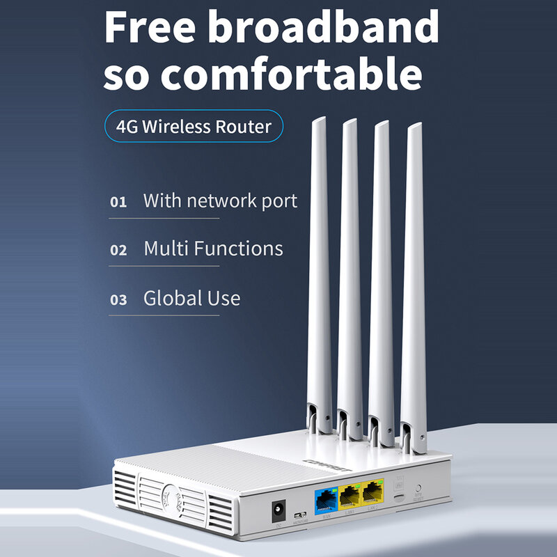 COMFAST E3 4G LTE 2.4GHz FDD TDD TD-SCDMA Router WiFi 4 antenne SIM Card WAN LAN copertura Wireless estensore di rete spina americana