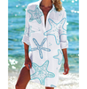 Camisa de viaje con botones en V para mujer, camisa Bohemia con estampado 3D, falda de playa para fiesta, verano 2022