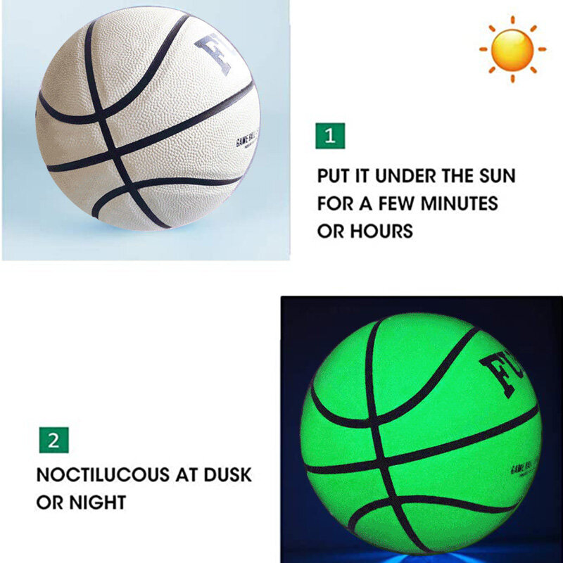 Hot Selling PU Basketball Reflective Ball Glow Basketball Size 7 Outdoor Indoor Ball Glowing Luminous Basketbol Gift
