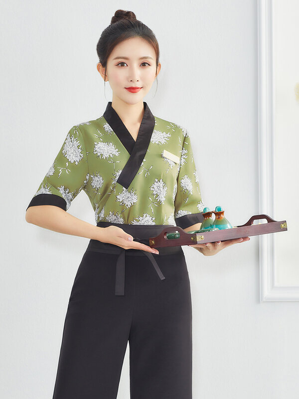 Salão de beleza roupas trabalho feminino 2023 primavera/verão moda técnico chinês spa uniforme hotel recepcionista workwear
