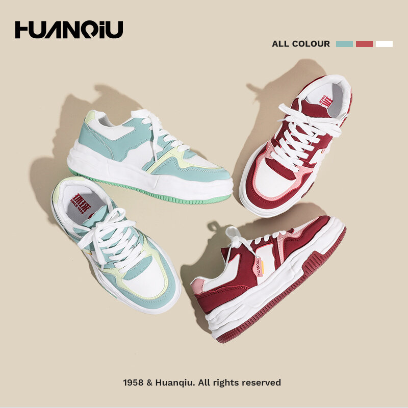 HUANQIU 2022 новая нишевая дизайнерская стильная обувь на подошве Женская универсальная цветная контрастная модная спортивная обувь для скейта ...