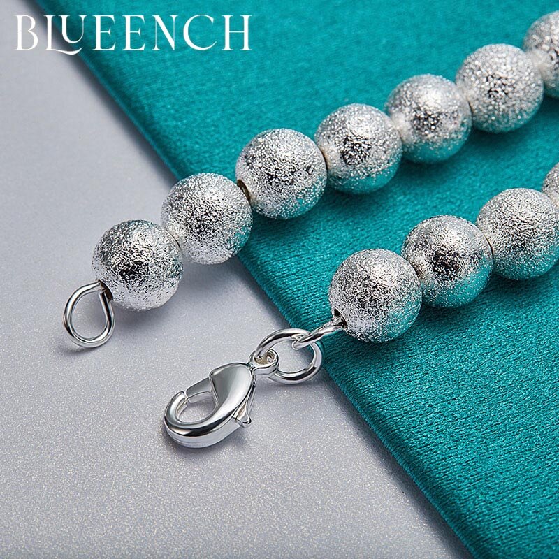 Blueench-pulsera de plata de ley 925 con bola esmerilada para hombre y mujer, pulsera con personalidad, joyería de tendencia, Plata de Ley 925