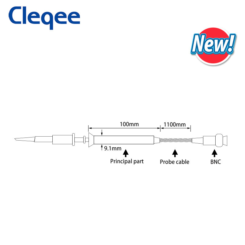 Cleqee-電圧オシロスコープP4100,100:1 2kv,100mhz,100x安全bncコネクタ,オシロスコープ調整可能な測定