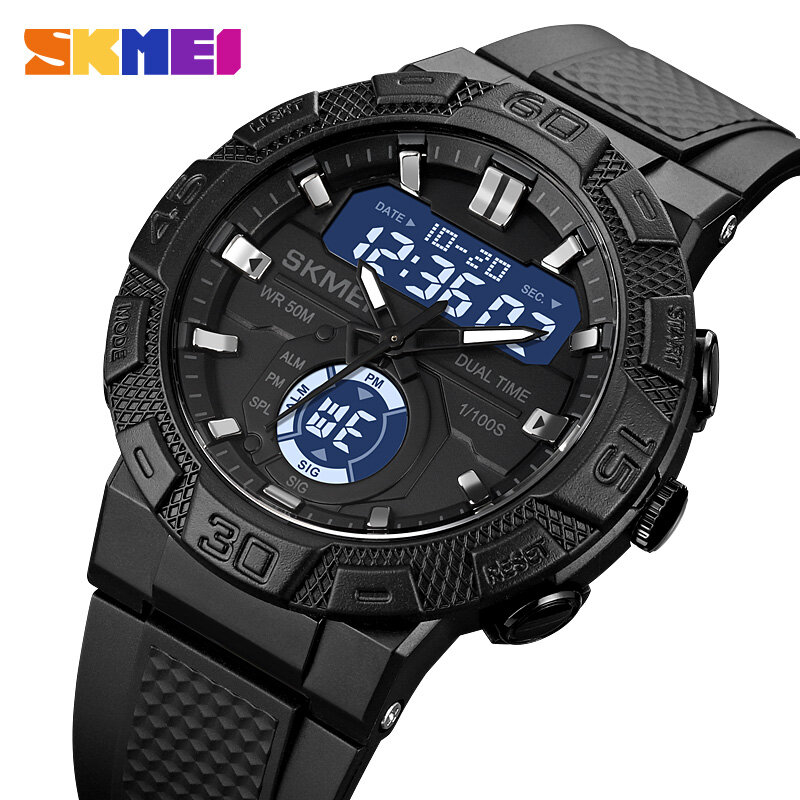 SKMEI männer Uhr Luxus Dual Zeit Stoppuhr Chronograph Mode Sport Digitale Handgelenk Uhren Wasserdicht Original für Geschenk