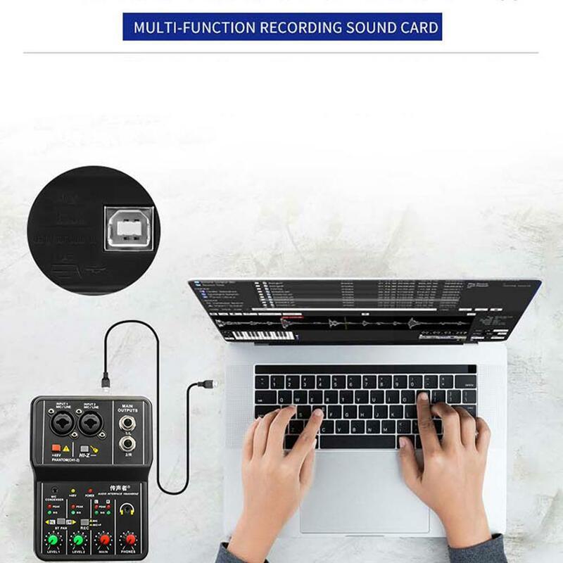 Tarjeta de sonido Q-12, mezclador de Audio, tablero de sonido, consola de escritorio, interfaz de 2 vías, 16 bits/48khz, mezclador de potencia de tarjeta estéreo I9a4