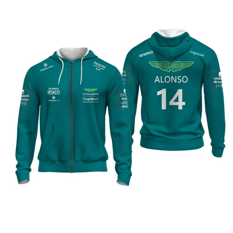 2023 Aston Martin F1เสื้อ Alonso Jersey Uniform หลวม Coat Formula 1 Racing ชุดบุรุษและสตรีพัดลมเสื้อผ้า MOTO แจ็ค Tops