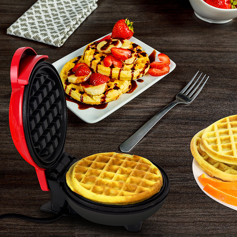 Non-Stick Mini Waffle Maker para crianças, máquina de café da manhã, aquecimento elétrico, dupla face, cozinha, cozinhar