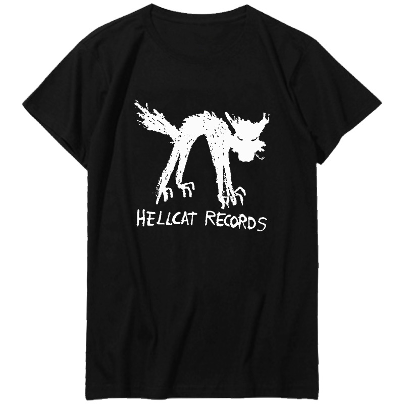 Discos de vinil seattle loja de música gato hellcat camisetas de grandes dimensões unisex preto & branco camiseta roupas masculinas de verão