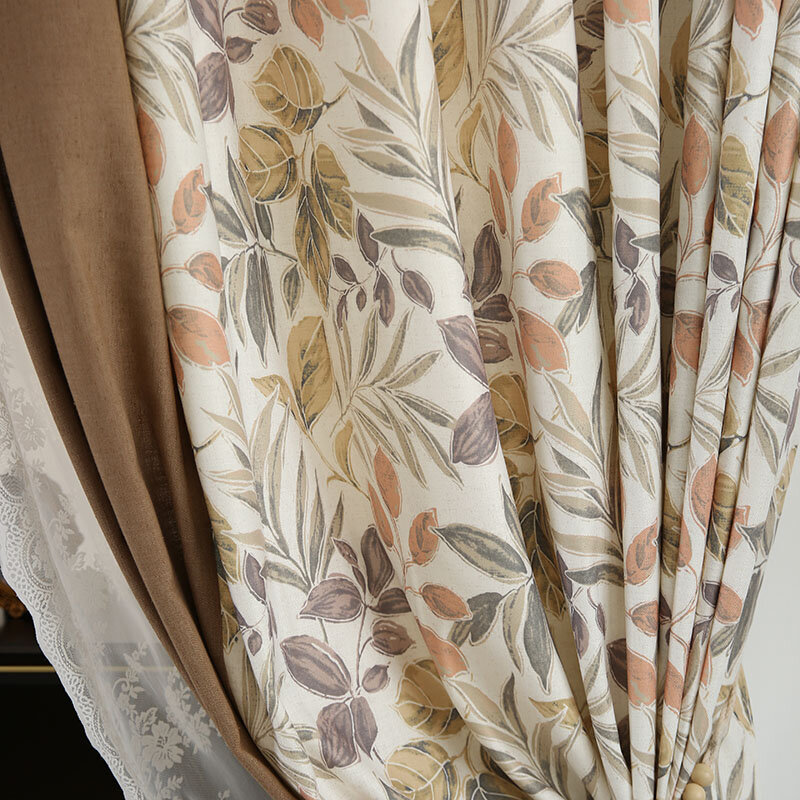 Outono maple cortinas para sala de jantar quarto país da américa moderno e minimalista nordic retro algodão e linho cortinas