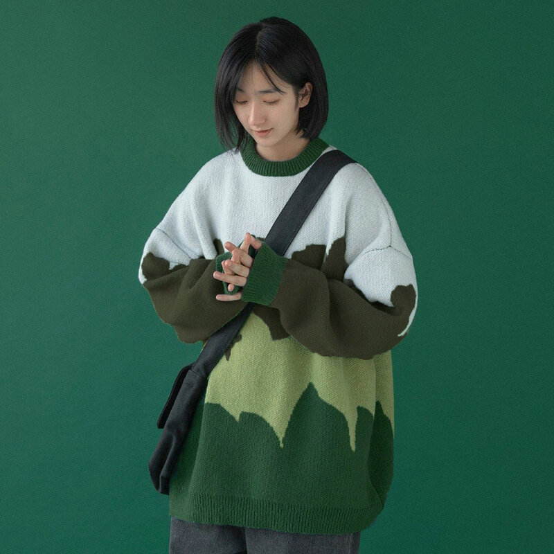 Nouveau pull rayé surdimensionné à manches longues en tricot pour femme, nouvelle collection automne et hiver