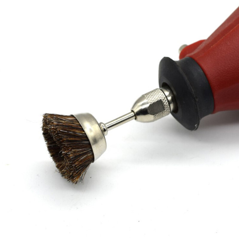 3 pçs escova de cabelo cavalo punho aço macio fio escova limpeza remoção poeira polimento compatível com ferramenta rotativa broca elétrica