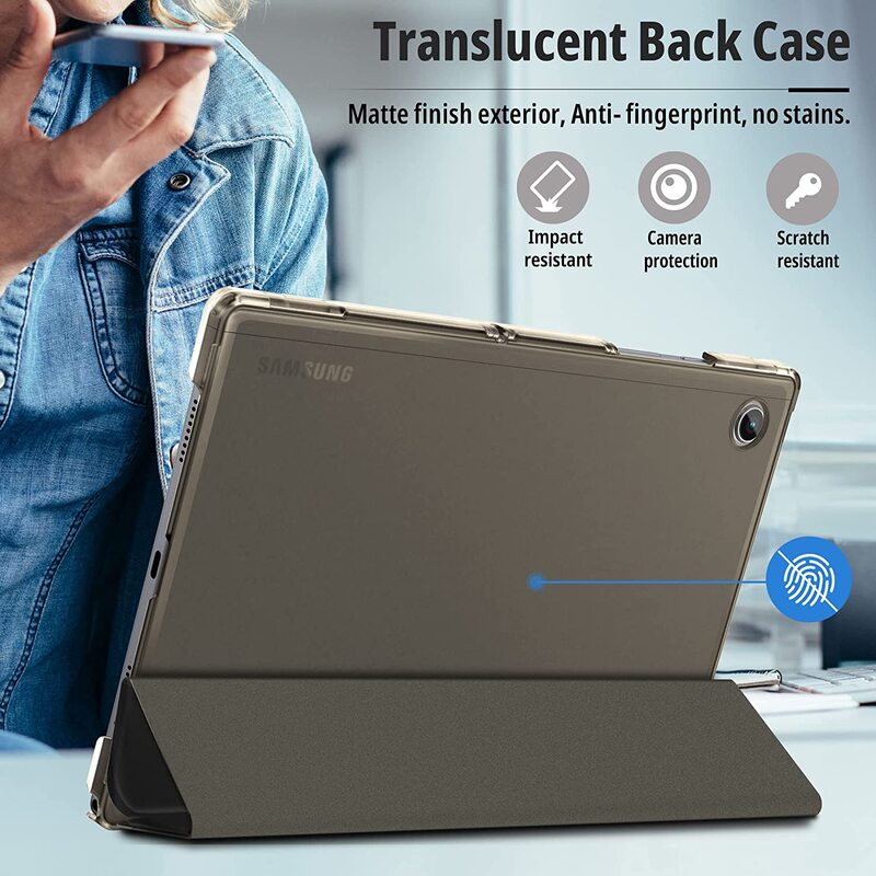 Coque de protection pour tablette Samsung Galaxy Tab A8, 10.5 pouces, triple pli, transparente