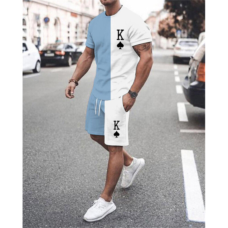 T-shirt à manches courtes pour hommes, imprimé en 3D, ensembles de vêtements de sport décontractés, survêtement de rue pour hommes, ensembles de 2 pièces