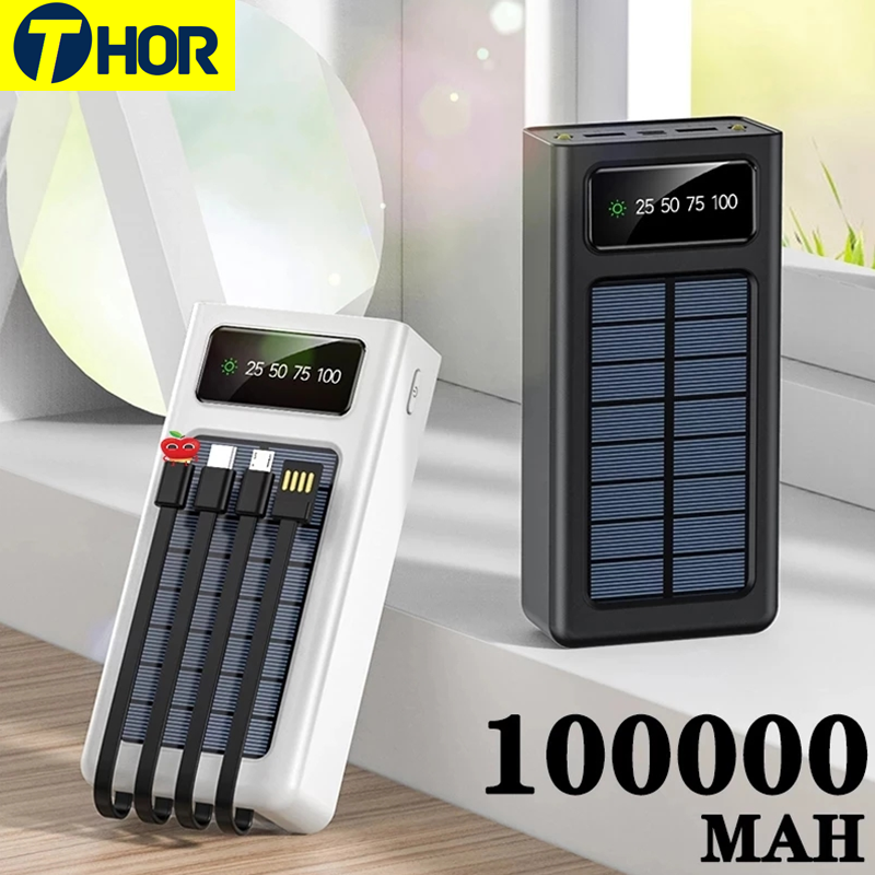 100000mAh بنك الطاقة الشمسية سعة كبيرة الهاتف شحن Powerbank بطارية خارجية الهاتف شاحن سريع ل شاومي آيفون سامسونج
