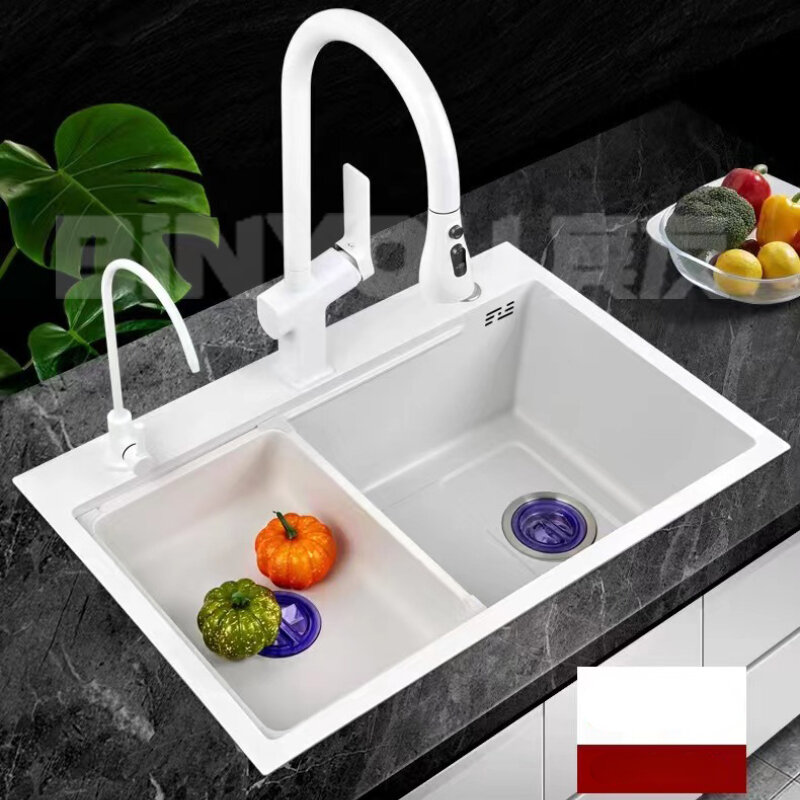 カスケード式の白いステンレス鋼の洗面器,単一のシンクに最適な食器洗い機,304