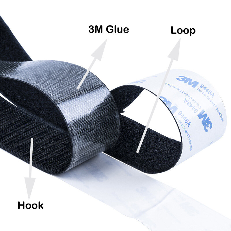 1M/Pairs Strong Self Adhesive Hook and Loop Fastener Tape Nylon Sticker Adhesive with Glue for DIY 20/25/30/38/50/100mm