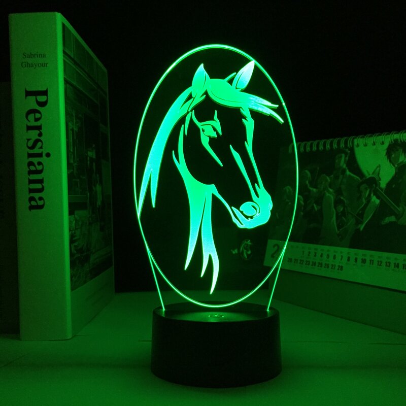 ثلاثية الأبعاد الوهم مصباح الحصان رئيس الاكريليك Led ليلة ضوء اللمس الاستشعار اللون تغيير ضوء الليل للمنزل الديكور ضوء هدية باردة