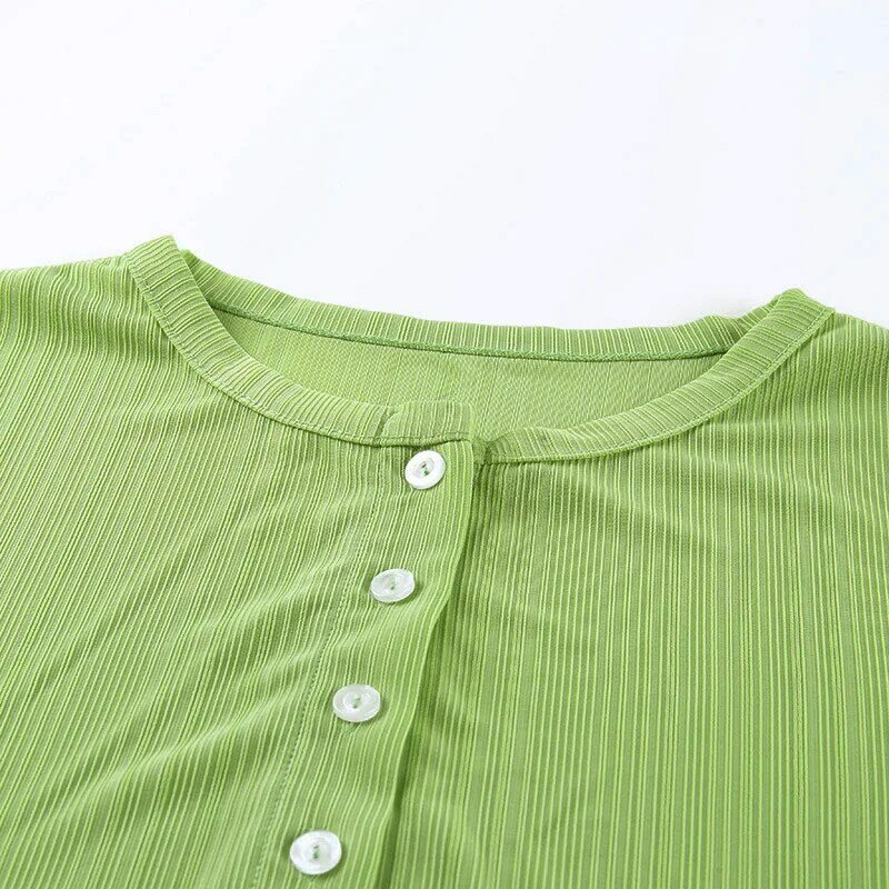 Multi-color S-2XL botão pequeno cardigan topo roupas femininas 2022 primavera e verão novas camisetas y2k curto camisa superior para mulher