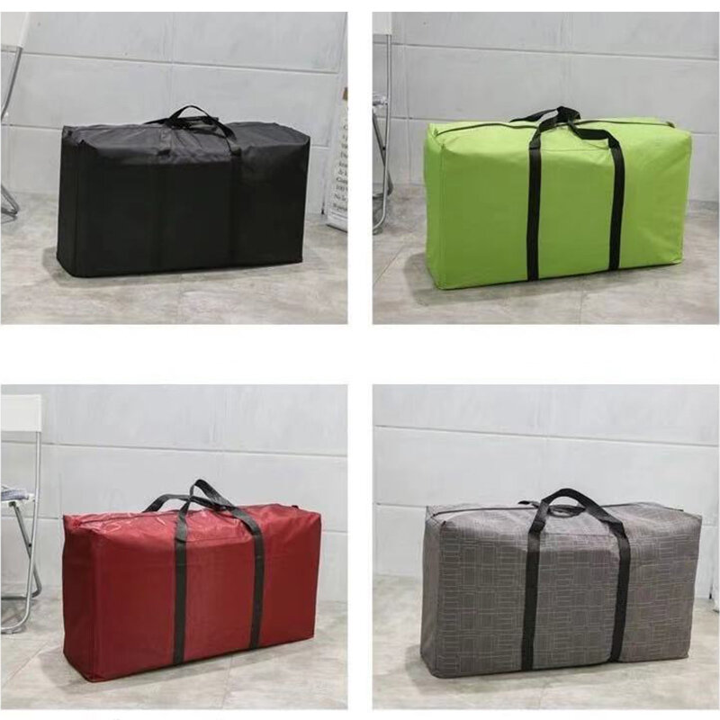 Unisex grande capacidade dobrável duffle saco de viagem sacos de armazenamento de roupas zíper oxford fim de semana saco fino portátil movente bagagem