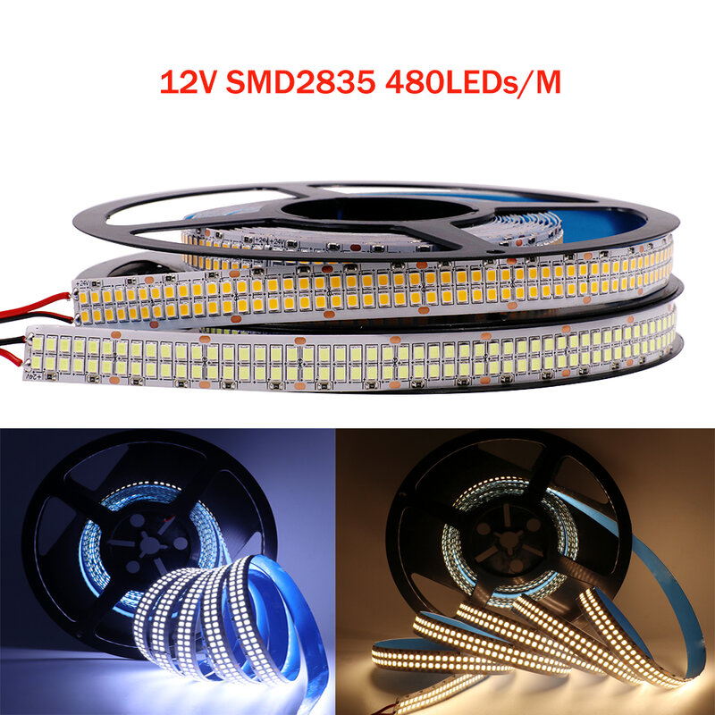 Tira de luces LED RGB, cinta Flexible de 12V, 5M, 5050, 5054, 2835, 5630, 4040, 120, 240, 480, 360