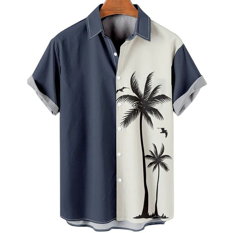Hawaiian Shirt Mannen Zomer 3d Kokospalm Bedrukte Shirts Voor Mannen Vakantie Korte Mouw Beach Tops Tee Shirt Mannen Oversized blouse
