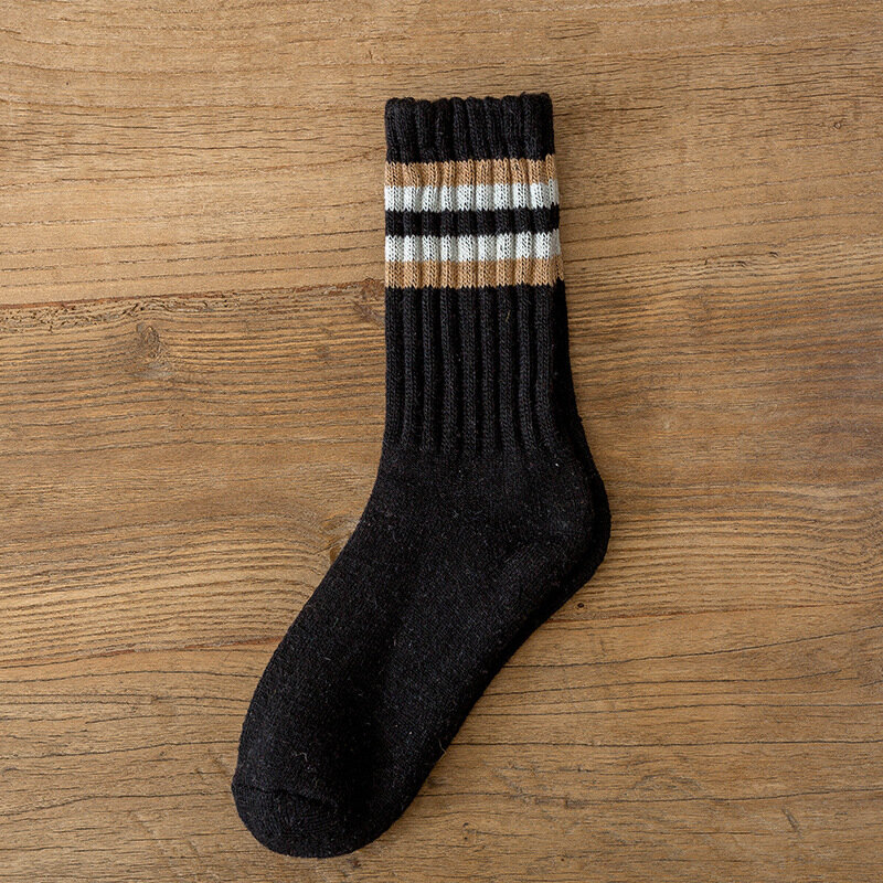 Autumn and winter new socks female mid-thigh socks four bar high like tendons terry thickened thicker warm couple socks
