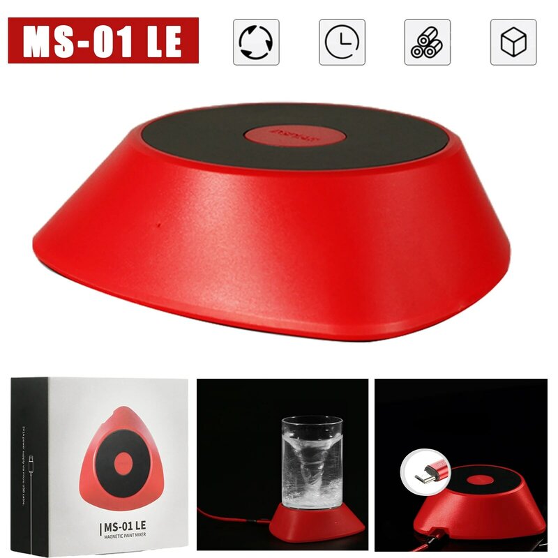 DSPIAE MS-01 CHARYBDIS Magnetic Lacquer Shaker For Paint Decorating Red with MS-R18 Magnetic Remote Lacquer Rotor 18MM