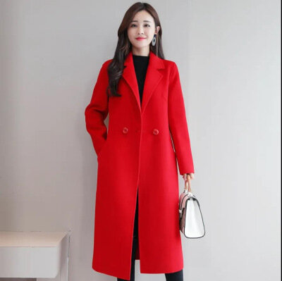 All Stand And Coat Up Women's Casual Jacket Color Winter Coats Autumn And New Solid Collar Woolen Fashion Ladies Coat