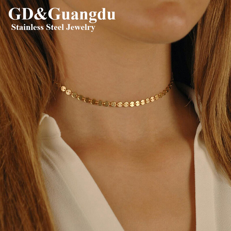 GD-gargantilla de acero inoxidable de Color dorado para mujer, collares estéticos coreanos, joyería para mejor amiga