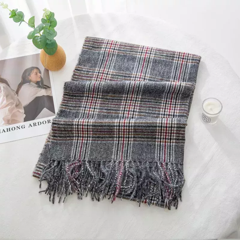 New Arrival Cashmere Plaid Scarf for Female In Autumn and Winter Soft and Warm Fringed Striped Plaid Scarf for Women