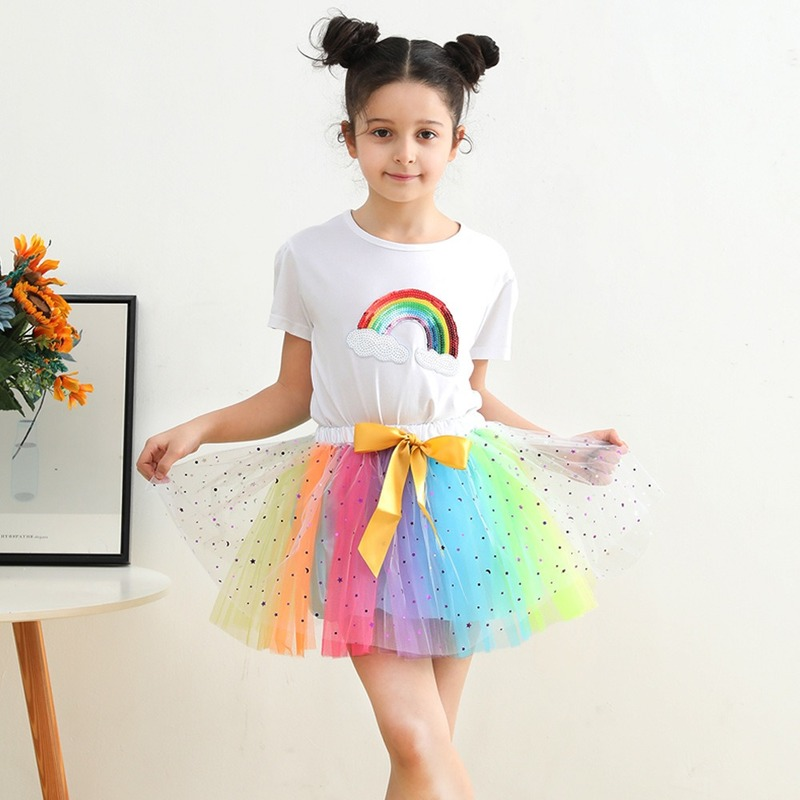 2022 New Children Clothing Tutu Skirt Baby Girl Clothes Colorful Mini Pettiskirt Girls Party Dance Rainbow Tulle Skirts 12M-8Y