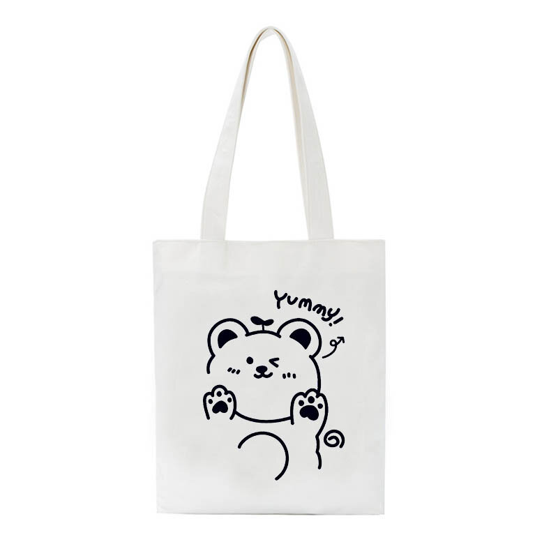 2022 Women Bag Korea Style Cartoon Kawaii Shopping Canvas Bag Large Capacity Handbag Women Shoulder Bag Fun Cute Shopper Bag