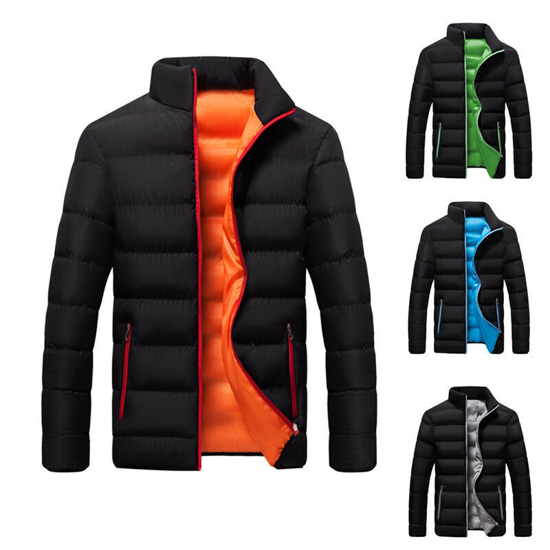 2022 nova gola masculina casaco de inverno casaco de algodão engrossado quente parker cor sólida moda rua estilo M-4XL