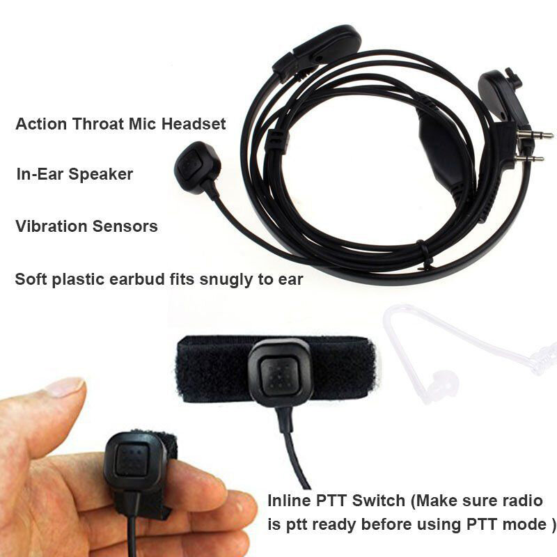 Baru Walkie Talkie MicrophonePTT Headset Taktis Radio Lubang Suara Mikrofon Tenggorokan Leher untuk Baofeng Kenwood NX220/NX320