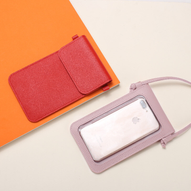 Bolso de hombro con pantalla táctil para mujer, bandolera pequeña de cuero para teléfono móvil, a la moda