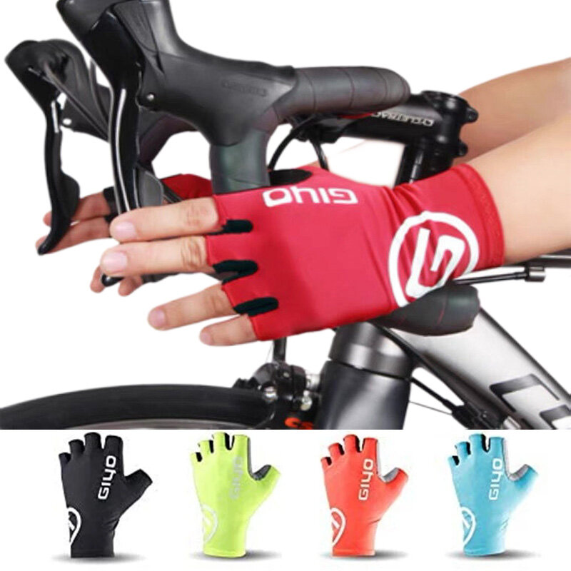 Guantes cortos de ciclismo sin dedos, manoplas antideslizantes de tela de LICRA para bicicleta de montaña y carretera, GIYO deportivo