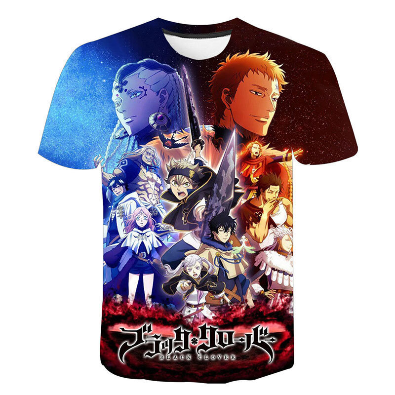Black Clover 3D Print magliette ragazzi ragazze O collo magliette a maniche corte Harajuku Anime Streetwear Hip Hop top Charming Kids Fit