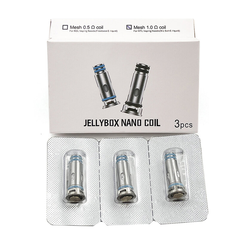 Jellybox nanoコイルスピナー,0.5オーム1.0オームメッシュコイル,jellybox nano x Air x/z/fカートリッジ用