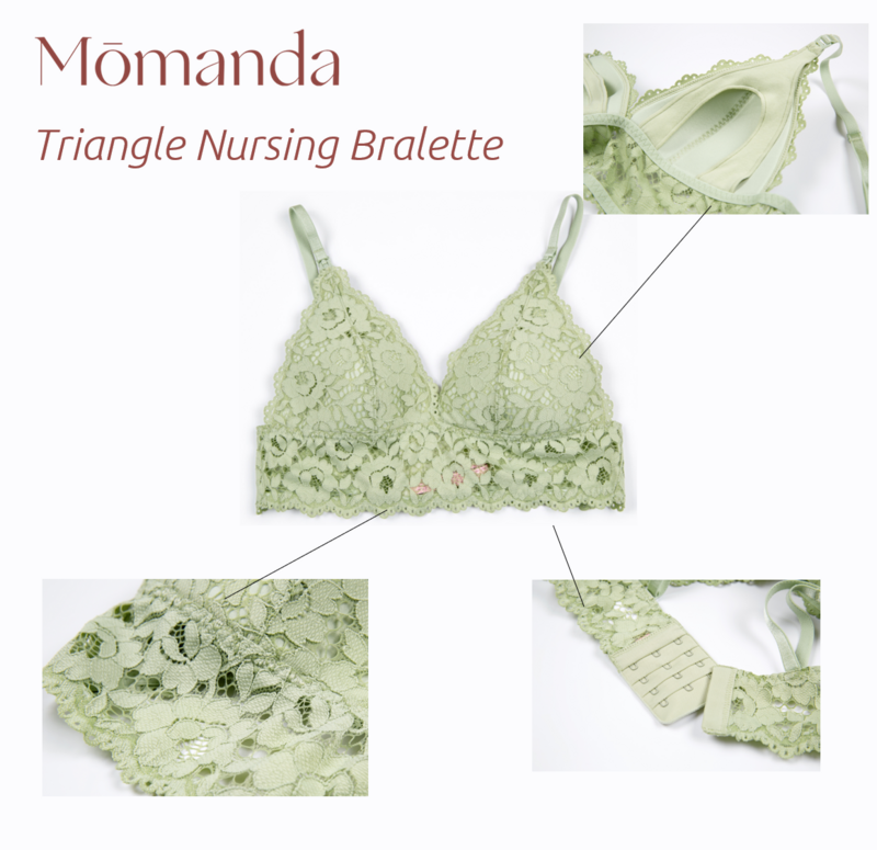 Momanda-授乳用レースブラ,ワイヤーなし,マタニティ,わずかに装着可能