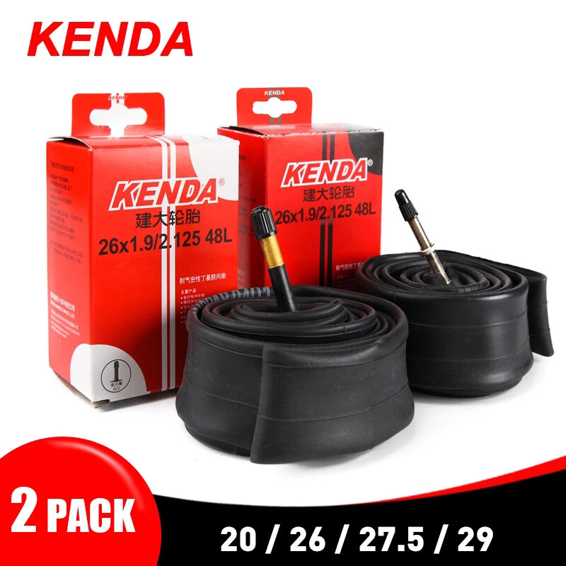 KENDA-Chambre à air Presta Schrader pour vélo, tube en caoutchouc butyle, pour VTT/BMX 20/26/27, 5/29 pouces, 2 pièces