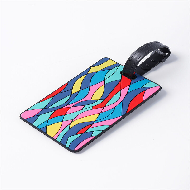 New Silicone Luggage Tag Men And Women Travel Suitcase Tag Boarding Case Logo Geometric Pattern Multicolor Anti Lost Luggage Tag