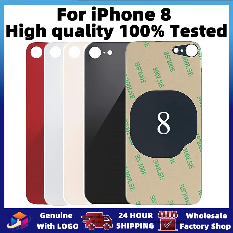 For iPhone 8 Back Glass Panel Battery Cover Replacement Parts New High quality With logo Housing Big Hole Camera Rear Glass
