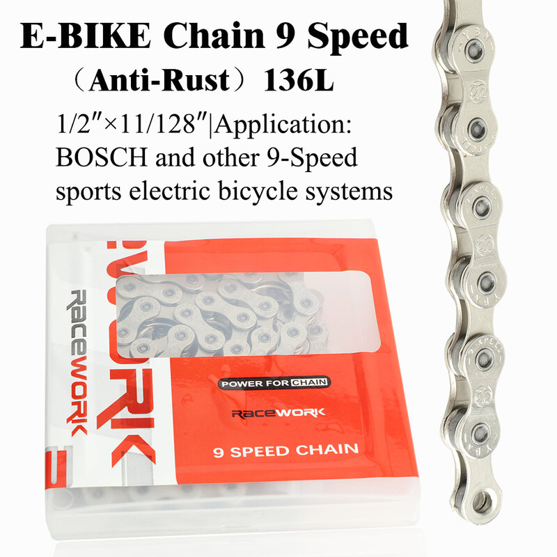 Chaîne de vélo électrique 8 9 10 11 12 vitesses, 136 maillons, pièces de bicyclette Anti-rouille avec boucle magique