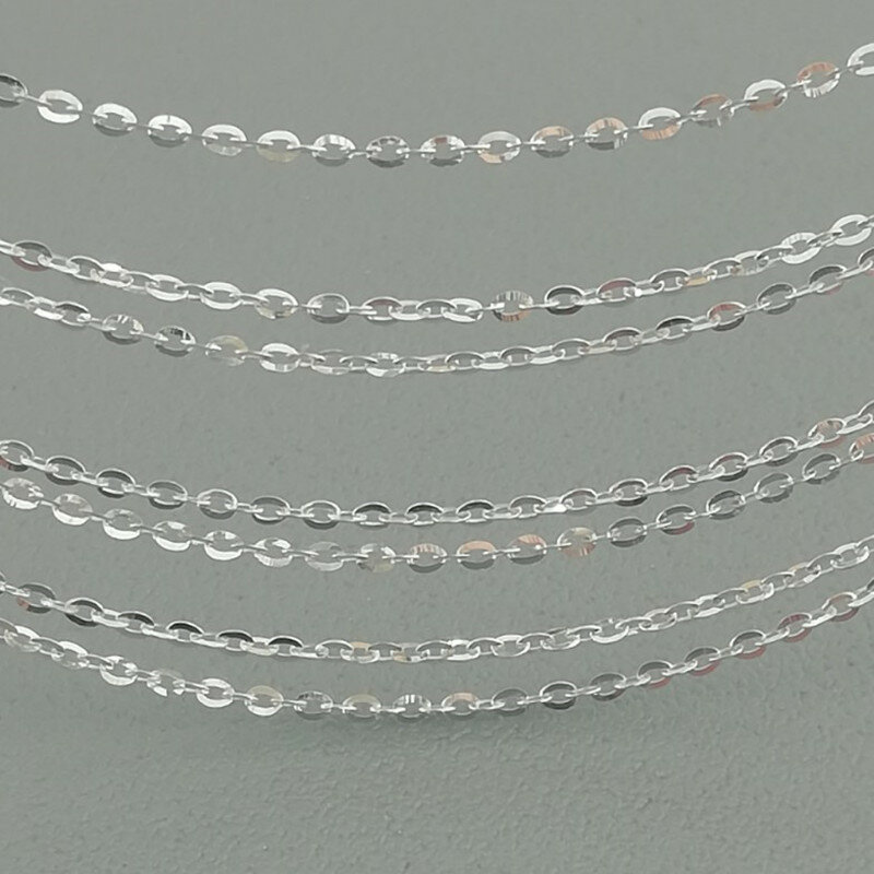 Cadenas cruzadas brillantes de plata de ley S925, 1M, ancho de fabricación de joyas: 1,0mm-1,5mm