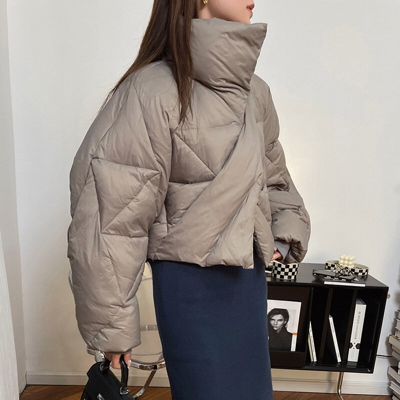 Jaket Roti Tekanan Nol Cahaya Warna Solid dengan Kehangatan Tebal Jaket Mantel Musim Dingin Wanita Pakaian Wanita 2021
