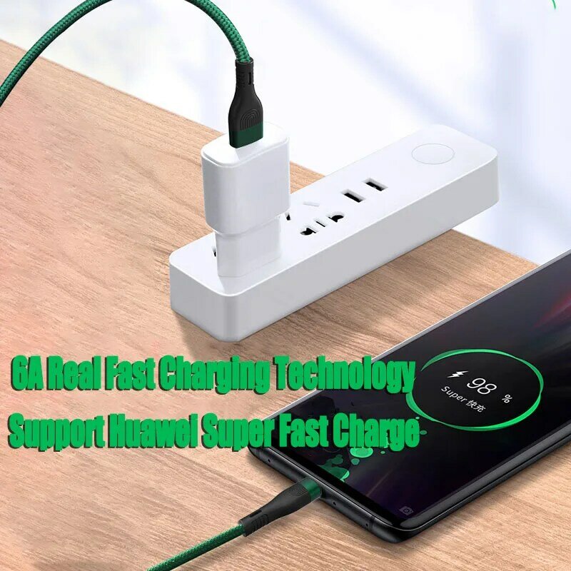 Essager 6a usb type c data cable for huawei p30 p40 pro 66w fast charging cable usb-c charger data cable for samsung s21 ultra s