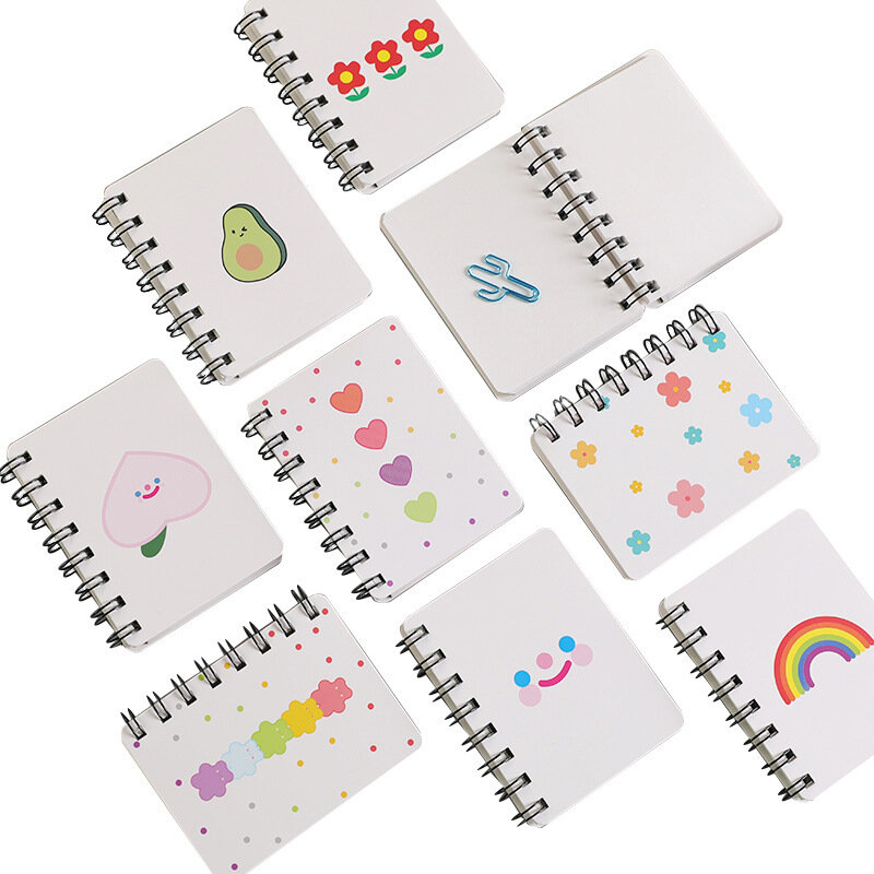 Cuaderno de dibujos animados A7 coreano para estudiantes, Mini bolsillo portátil de bobina, suministros escolares de oficina, papelería
