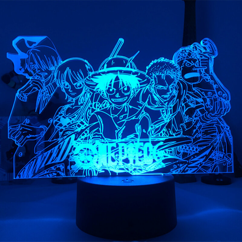 Anime uma peça luz da noite 7/16 cor led toque controle remoto lâmpada de mesa decoração interior da lâmpada decoração do brinquedo das crianças presente