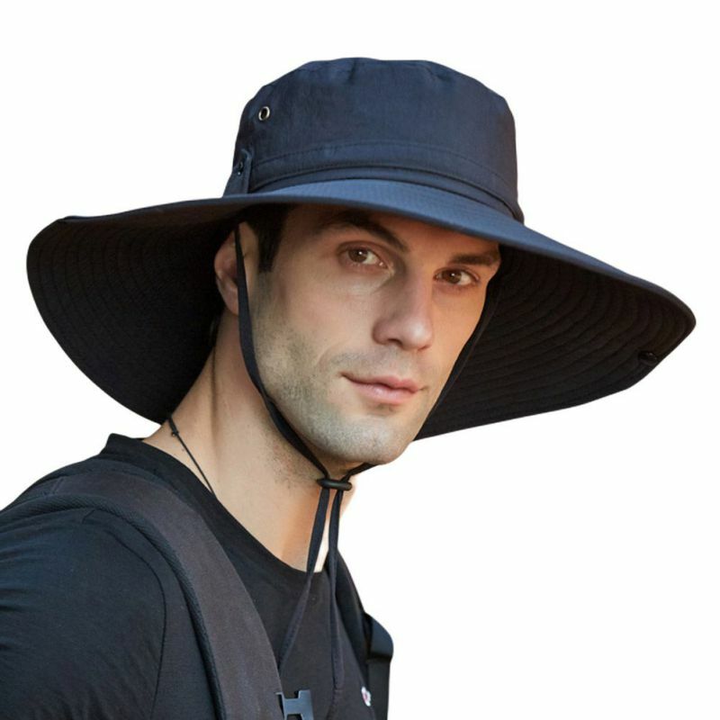 شبكة تنفس قبعة الشمس الرجال واسعة حافة مقاوم للماء Boonie المشي لمسافات طويلة الصيد حماية ظلة قبعة بحافة